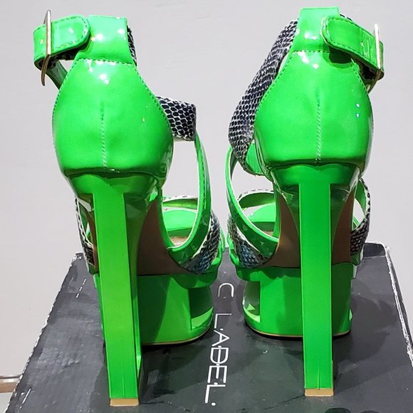 Cutout wedges in neon green - Picture 4 of 5
